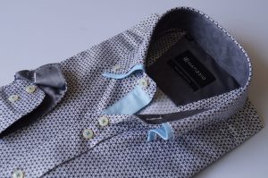 Camisa Casual, estampado blanco, Matizzio 24 (cuello doble)