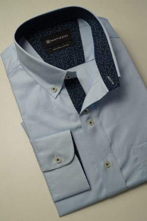Camisa casual, color celeste bebé, Matizzio 53