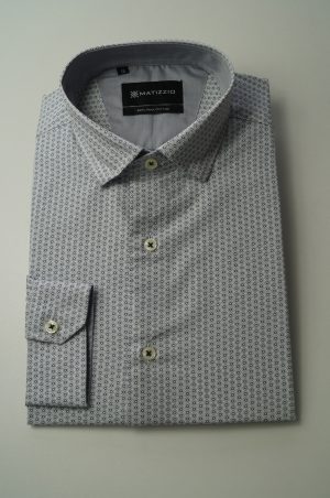 Camisa casual, estampado gris, Matizzio 62