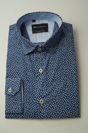 Camisa casual, estampado azul, Matizzio 65