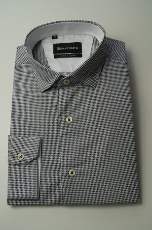 Camisa casual, estampado negro, Matizzio 68