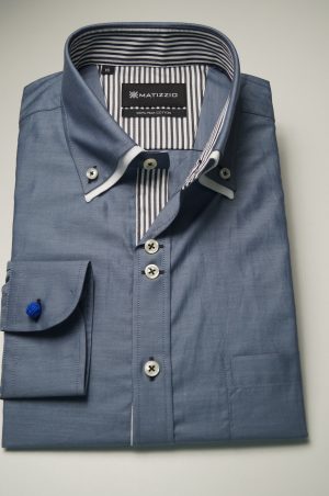 Camisa Casual, color gris, Matizzio 2 (cuello doble) 31