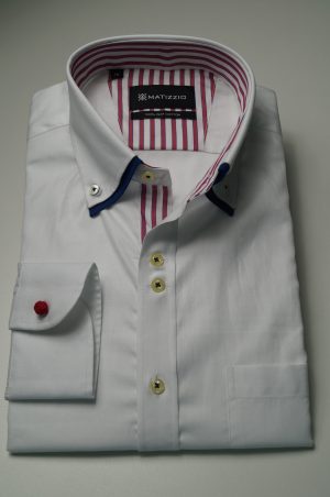 Camisa Casual, color blanco Matizzio 2 (cuello doble) 32