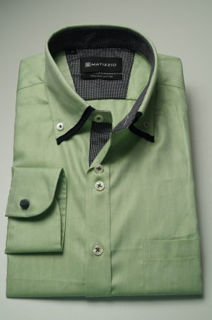 Camisa Casual, color verde, Matizzio 2 (cuello doble) 35