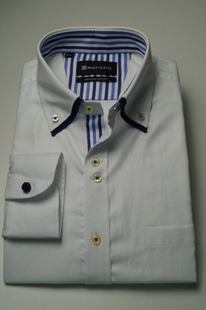 Camisa Casual, color blanco, Matizzio 2 (cuello doble) 38