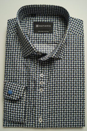 Camisa casual, color marrón con estampado, Matizzio 82