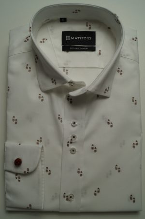 Camisa casual, color blanco con estampado de pasos, Matizzio 80