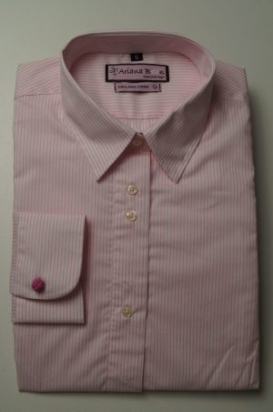 Camisa de mujer, color rosado a rayas color blanco, Ariana Belén 94