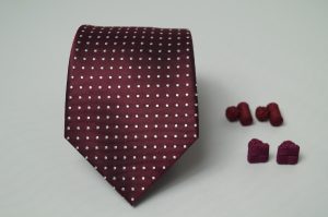 CORBATA DE SEDA Matizzio, color vino con puntos blancos 7