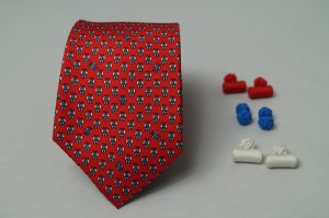 CORBATA DE SEDA Matizzio, color rojo con detalles blancos  28