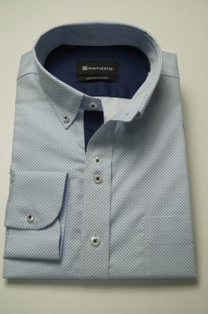Camisa casual, color celeste estampado . Matizzio 99