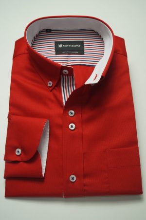 Camisa casual, color rojo . Matizzio 103
