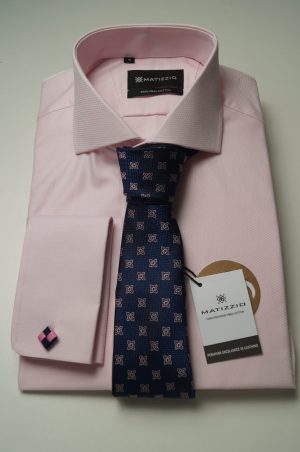 Camisa de vestir, color rosado labrado Matizzio 26 ( puño para gemelos)