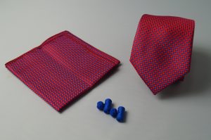 Corbata y pañuelo Matizzio, color fucsia con azul 202
