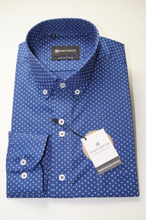 Camisa casual, color azulino con detalles blancos Matizzio 116