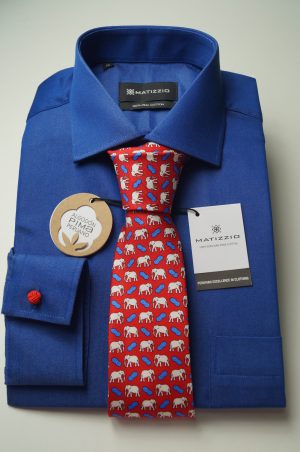 Camisa de vestir, color azul estampado Matizzio 231