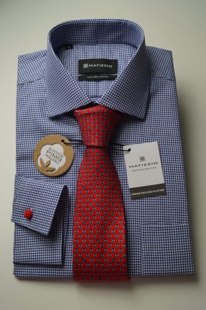 Camisa de vestir, color azul estampado Matizzio 229