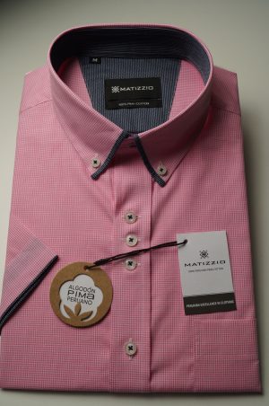 Camisa Matizzio, camisa rosada cuadros pequeños Manga Corta 116