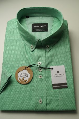 Camisa Matizzio, camisa verde estampada , Manga Corta 107