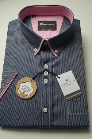 Camisa Matizzio, camisa gris estampado de trensas , Manga Corta 105