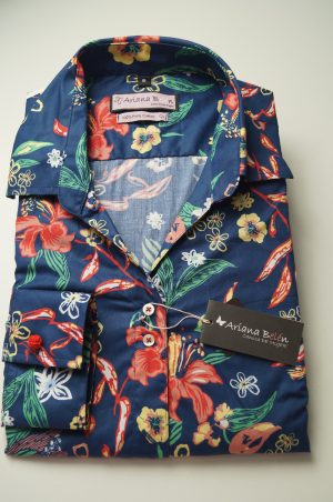 Camisa de mujer Oversize, color azul estampado de flores Ariana Belén 81